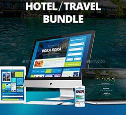 旅游行业网站模板/横幅广告/UI图标(合集版)：Paradise Hotel Bundle,UI Kit,Emails,